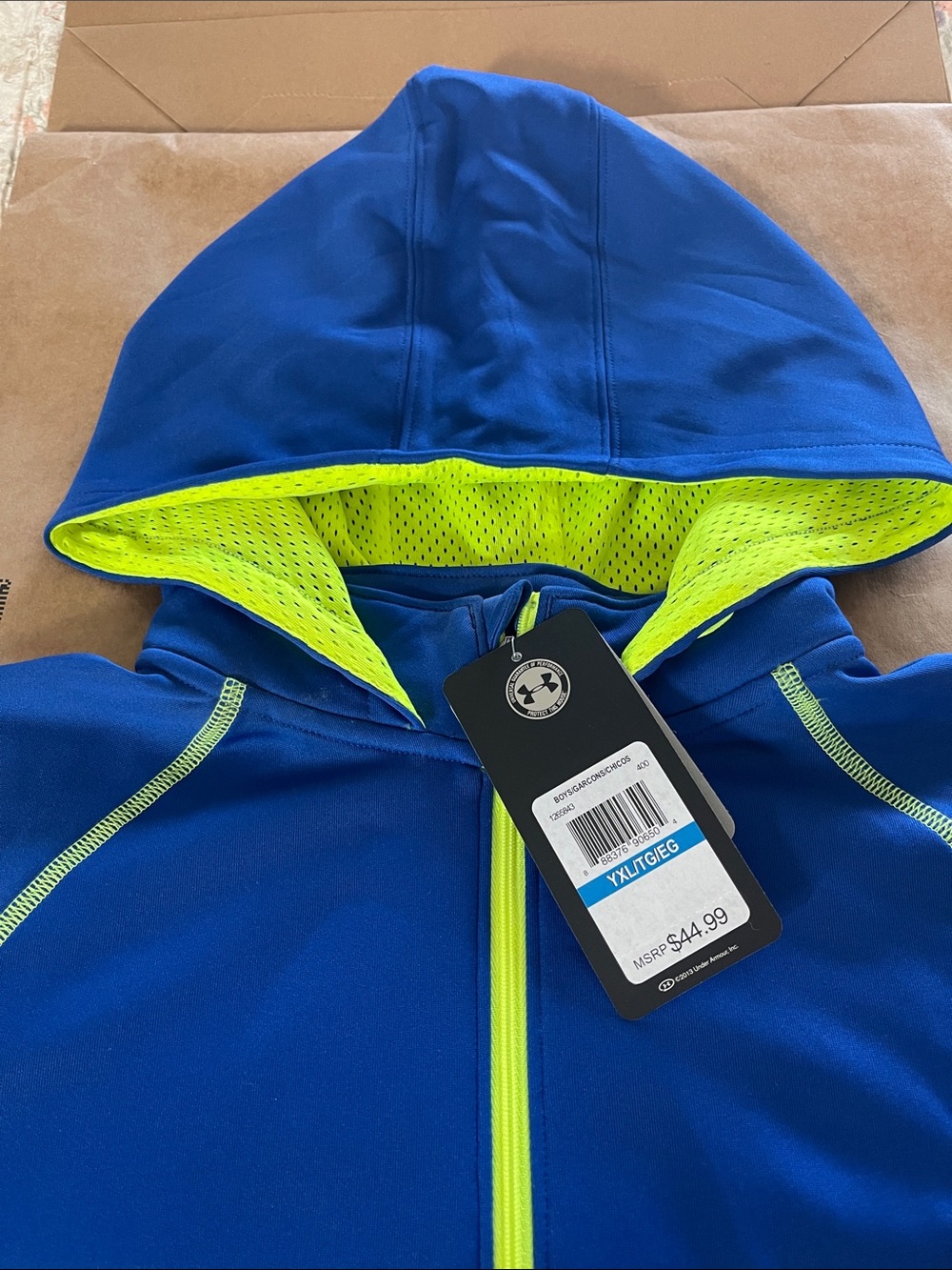 Under Armour Kids Royal Blue Hoodie with Neon Yellow Lining